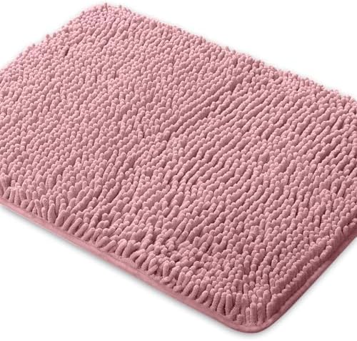 Yeaban Chenille Blush Bathroom Rug 17"x24", Non-Slip Rubber Backing by Yeaban