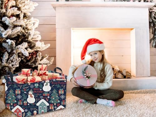 Rectangular Christmas Baskets, Snowman Basket Empty, Waterproof PE Coating Cute - Image 4
