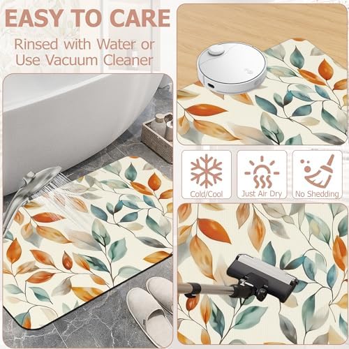 Autumn Leaves Bath Mat, Fall Colorful Diatomaceous Earth Bath Mat, Rubber - Image 6