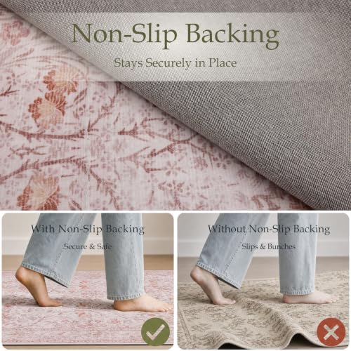 JOLLYVOGUE Runner Rug, 2x8 Washable Vintage Floral Rug - Image 4