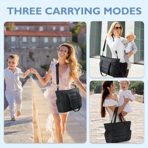 mommore Diaper Bag Tote with Stroller Organizer, Puffy Travel Baby Tote - Image 2