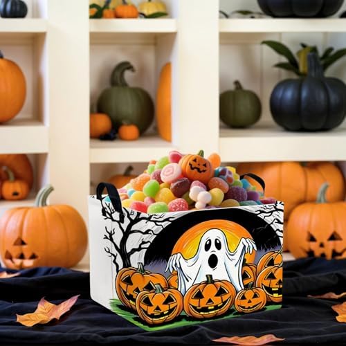 Large Halloween Basket Gift Cute Ghost Pumpkin Parties Decor Kid Trick or Treat - Image 6