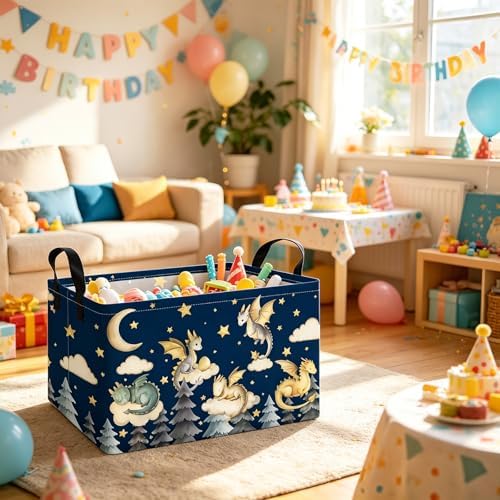Rectangular Dragon Storage Bin, Medium Fabric Closet Organizer Basket - Image 6