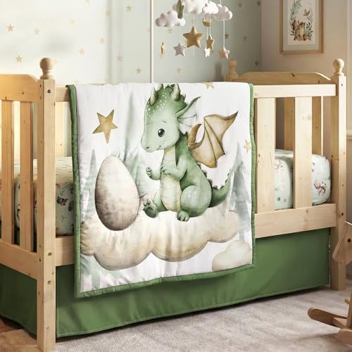 Peryiter 3 Pcs Watercolor Dragon Crib Sheet Set by Peryiter