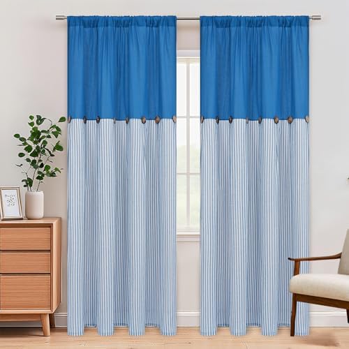 ASPMIZ Cotton Linen Curtains for Living Room, Rod Pocket & Back Tab Boho - Image 2