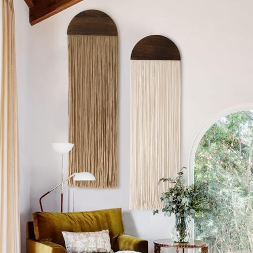 2Pcs Macrame Wall Hanging Boho wall decor Fiber Art Decor 13.7"W*51"L by FLBER