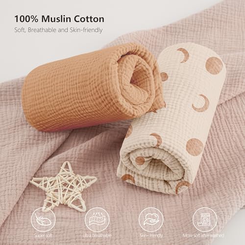 Bearmoss Muslin Crib Sheets 100% Cotton Baby Bed Sheets Soft&Breathable Nursery - Image 4