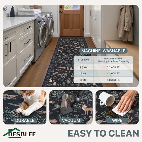 BESBLEE 2X10 Washable Kitchen Runner Rug, Animal Non Slip - Image 5