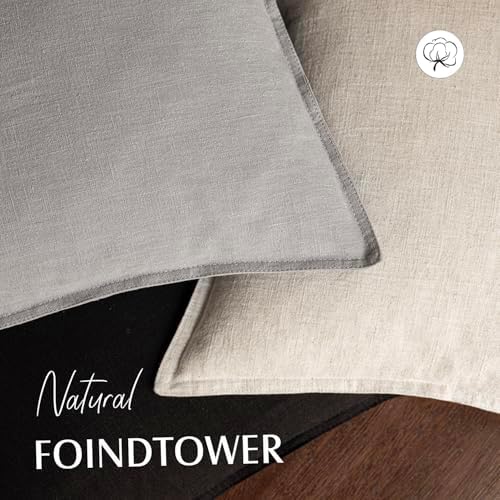 Foindtower Linen Solid Decorative Throw Pillow Covers 26x26 Inch Black - Image 4