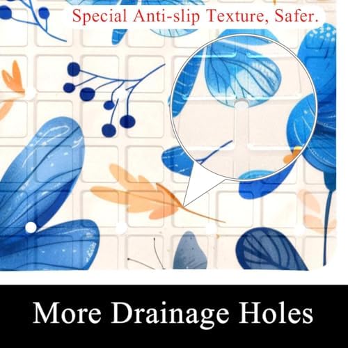 Bathtub Mat Non Slip 26.8x15.1In, DragonfliesFlowers Bath Mat - Image 2