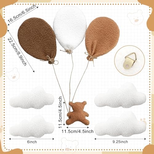Chumia 5 Pcs Teddy Bear Nursery Wall Decor Balloons Nursery Wall Art - Image 2