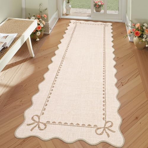 GarveeHome Scalloped Hallway Runner Rug 2.5x10 Non Slip Bedroom Rugs by GarveeHome
