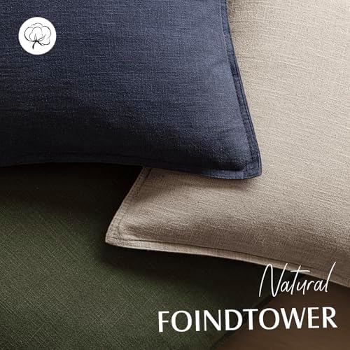 Foindtower Linen Solid Decorative Throw Pillow Covers 20x20 Natural Linen - Image 4