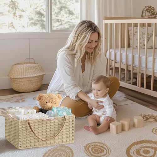 HBlife Large Baby Diaper Caddy Organizer, Paper Rope Storage Baskets Nursery Bin - Image 6