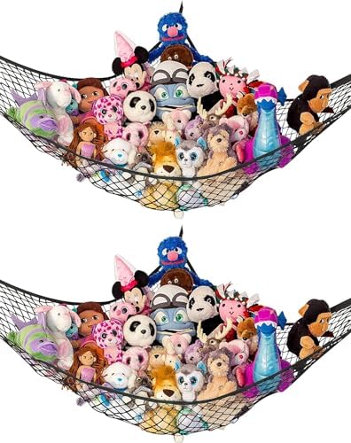 Extra Large Stuffed Animal Storage Hammock 2 Pack | Holds 12 lbs | Corner by LillysLove