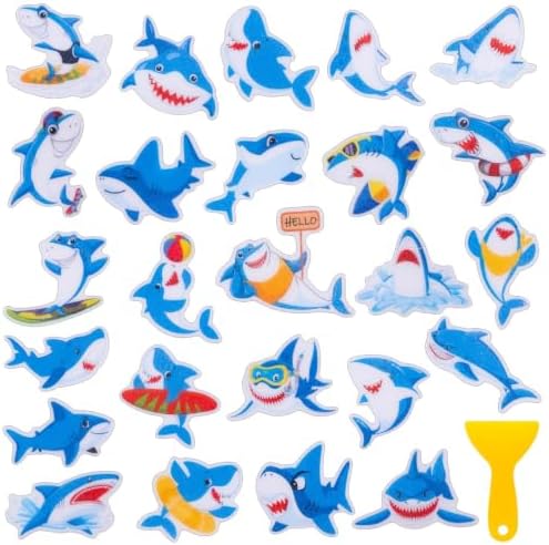 26Pcs Non Slip Bathtub Stickers, Cute Shark Stickers by Unknown
