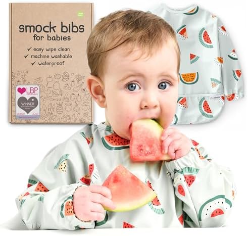 Waterproof Smock Baby Bibs for Eating by Nombear