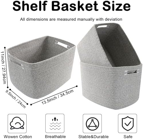 3 Pack Woven Baskets, Storage Baskets - Image 2