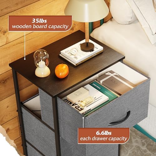 WLIVE Small Dresser Nightstand for Bedroom, 3 Drawers, Dark Grey - Image 5