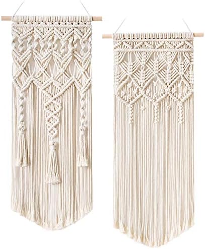 Mkono 2 Pcs Macrame Wall Hanging, Boho Woven Chic Tapestry Decor by Mkono