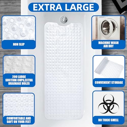 MOONFLY Shower and Bathtub Mat, 40x16 Inches - Image 3