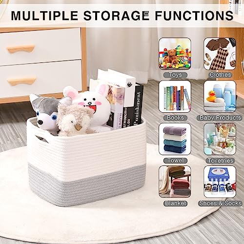 ICERZCZ Storage Baskets for Organizing Shelves, Woven Cotton Rope Bins for Baby - Image 4
