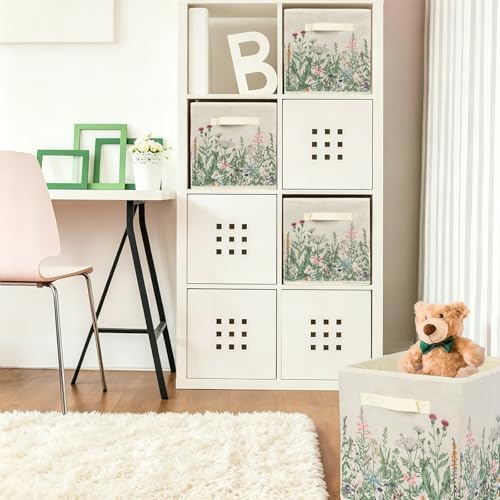 6 Pcs Wild Floral Cube Storage Bins 12.5 Inch Flower Storage Basket - Image 4