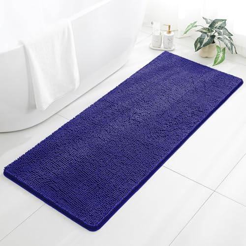 Chenille Bathroom Runner Rug 24"x60" Royal Blue, Plush Bath Mat by Kildoss