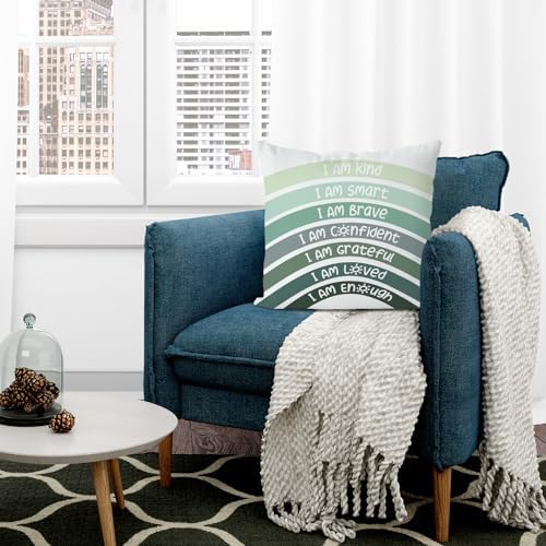 QIYUHOY Boho Sage Eucalyptus Green Rainbow Classroom Throw Pillow Covers - Image 3