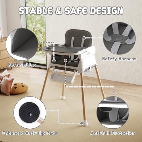 4 in 1 Baby High Chair for Babies and Toddlers, Foldable & Portable Convertible - Image 5