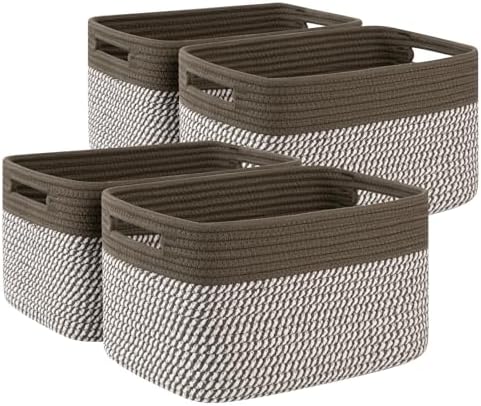 4 Pack Storage Baskets for Organizing, Woven Baskets for Shelves by SIXDOVE