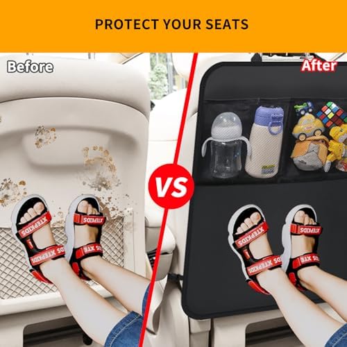 2Pack Back Seat Cover for Kids Kick Mats Backseat Protector - Image 4