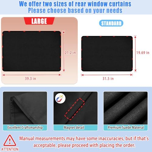 ZATOOTO Magnetic Car Window Shades Rear Window Cover Privacy 21.2×39.3Inch - Image 2