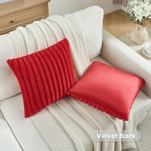 FUTEI Pack of 2 Faux Fur Throw Pillow Covers 22x22 Inch - Image 4