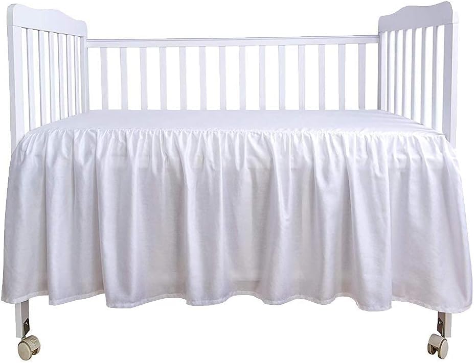 Crib Bed Skirt 28” x 52” with 14” Drop – Split Corners Dust Ruffle, Microfiber - Image 2