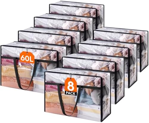 Lifewit 60L Clear Clothes Storage Bags, Plastic Foldable Blanket Storage Bag by Lifewit