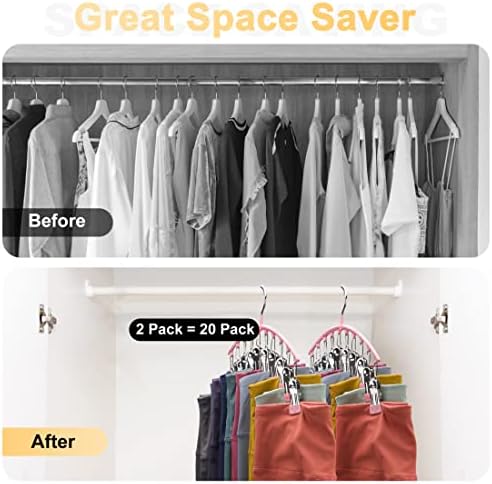 Legging Organizer for Closet, Metal Yoga Pants Hangers 2 Pack w/10 Clips Holds - Image 2