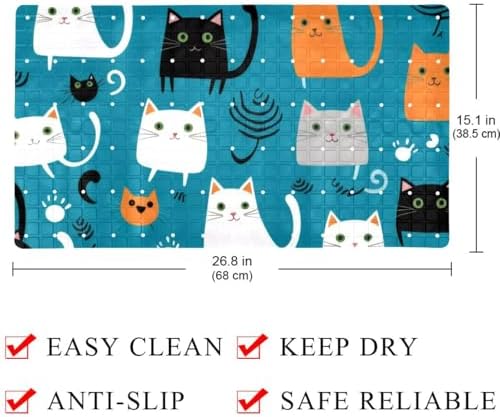 Bath Tub Shower Mat, Washable Bathtub Floor Mats, Suction Cups and Drain Holes - Image 4