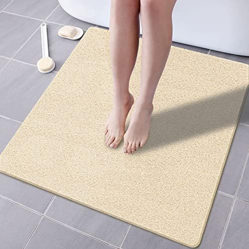Shower Mat Non Slip Without Suction Cup, 24 x 24 Inch PVC Loofah Shower by HOME