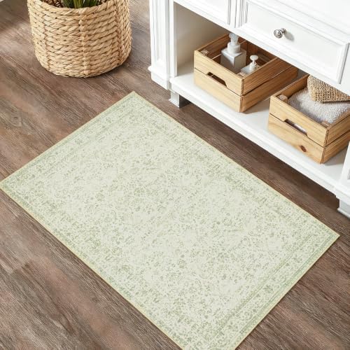 BILEEHOME Sage Green 2x3 Boho Rugs Washable Non Slip Indoor Front Door Rug - Image 2