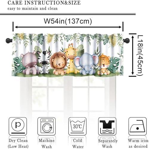 Jungle Safari Animals Kids Valance Curtain Cartoon Animals Lion Giraffe - Image 3