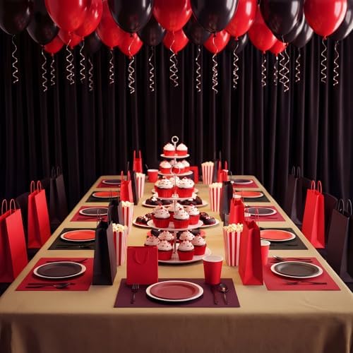Fullhawl 60 Pcs Red and Black Paper Placemats, Disposable Rectangular Table - Image 4
