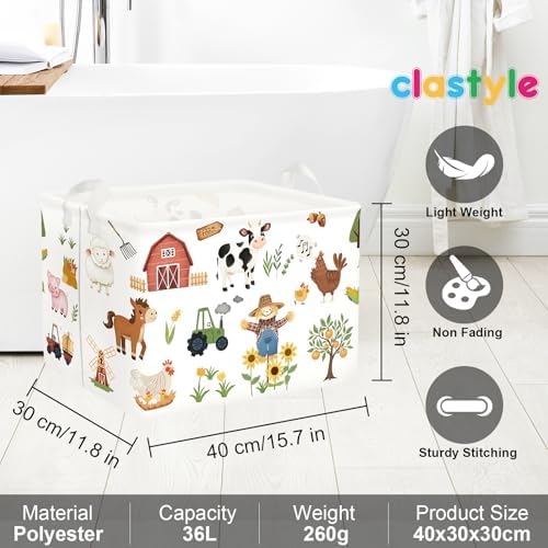 Clastyle Farm Animals Baby Laundry Hamper Leaf Kid Storage Basket Boy Girl Gift - Image 6