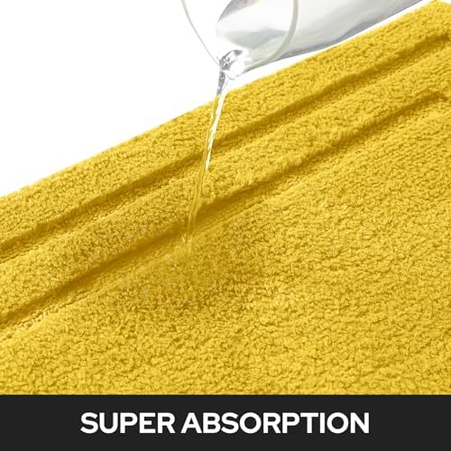HOMEIDEAS Bathroom Rugs Sets 2 Piece, Super Soft Non Slip Bath Mat Yellow - Image 4