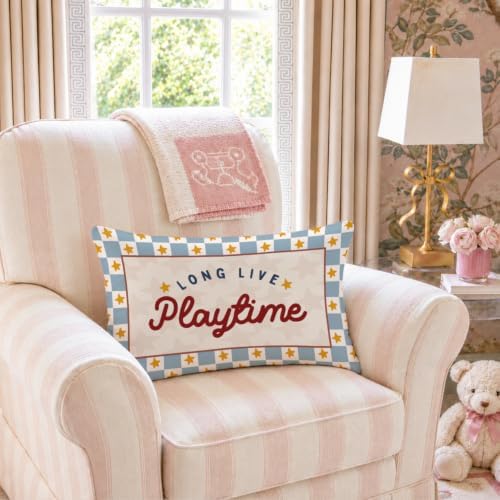 Playroom Decor Long Live Playtime 12x20 Pillow Cover, Playtime Checkered - Image 4
