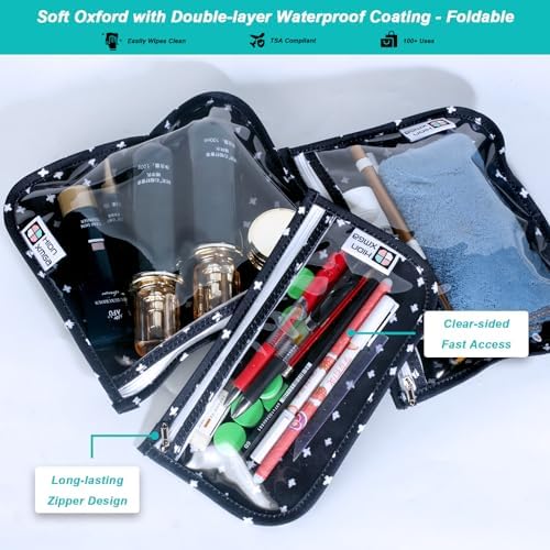 HIONXMGA Set of 3 Clear Travel Toiletry Bag, TSA Approved, Quart Size S/M/L - Image 2