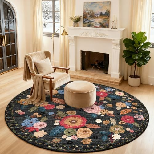 4ft Round Bedroom Rug Washable: Circle Rugs - Image 2