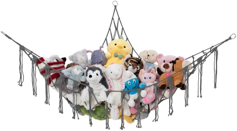 Large Macrame Stuffed Animal Storage Hammock | Holds 12 lbs | Corner Stuffed by LillysLove