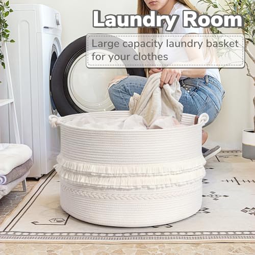 CherryNow 90L Large Woven Rope Blanket Basket - Image 5