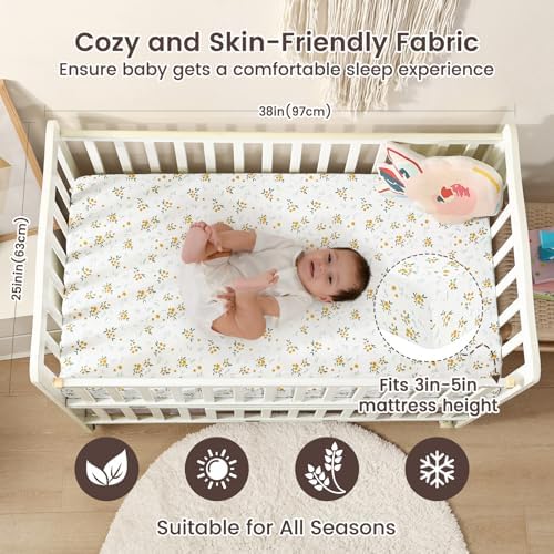 david's kids 3 Pack Mini Crib Sheets, Soft Breathable Premium Pack N Play Sheets - Image 3